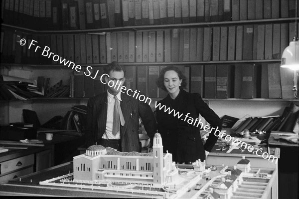 BETTY (FLEMING) AND FELIX JONES WITH MODEL OF CHURCH